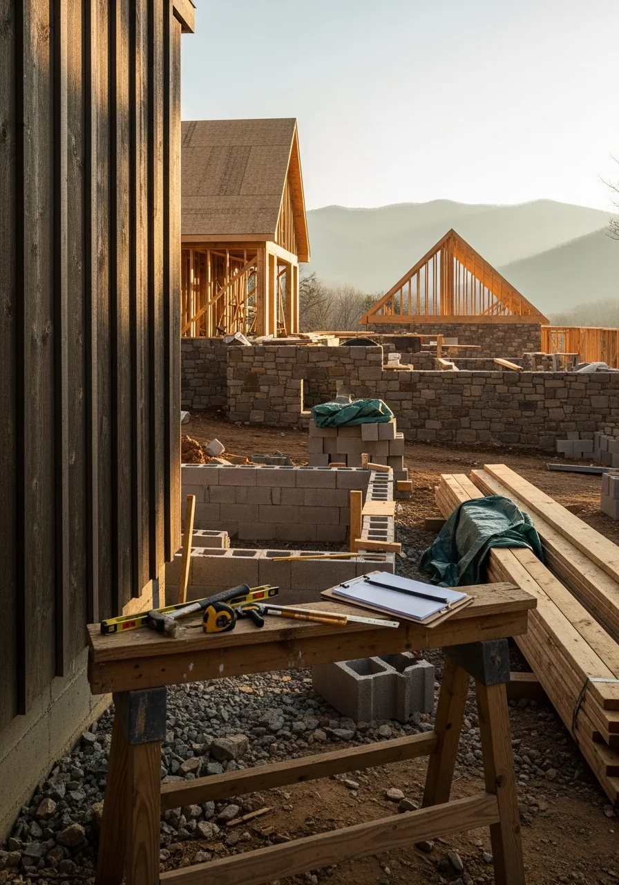Service professional at a Boone home with mountain backdrop.