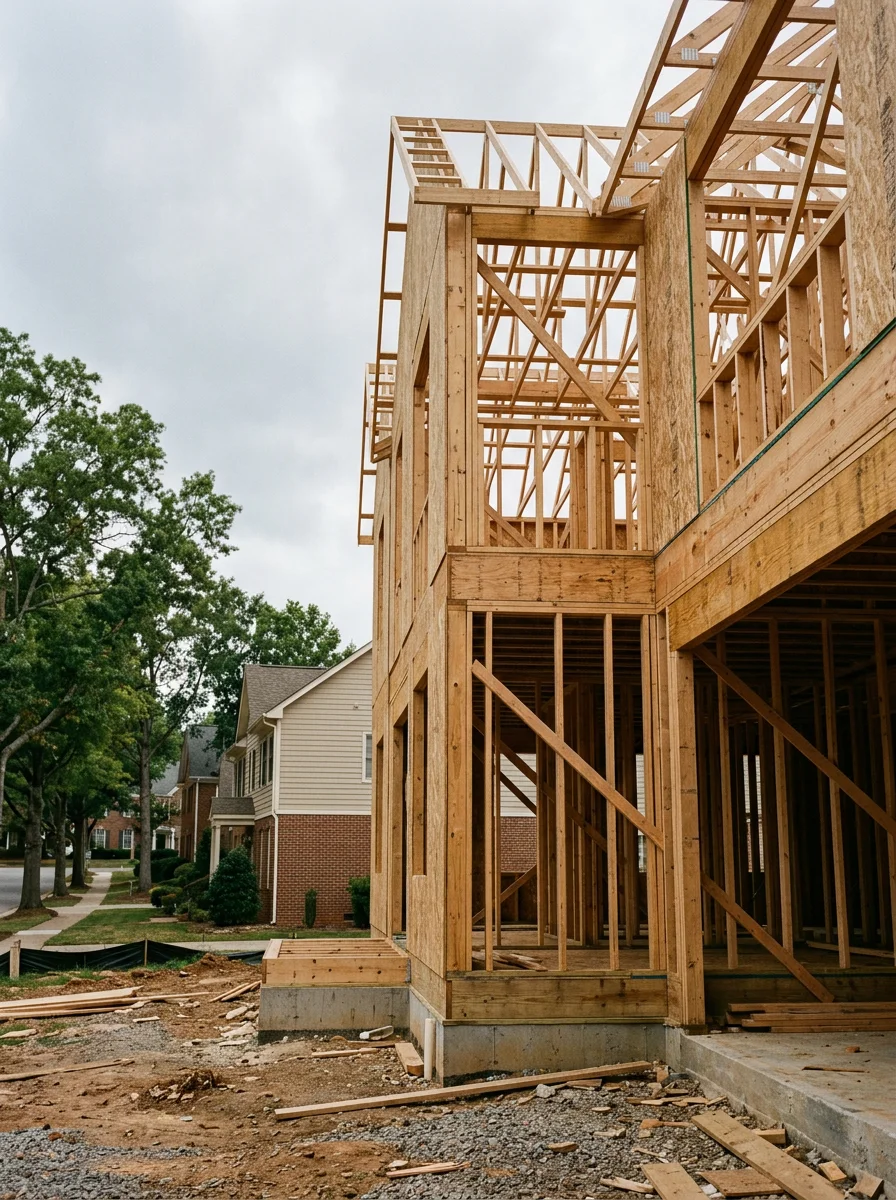 New construction home in Mooresville with professional framing and roofing by local contractor